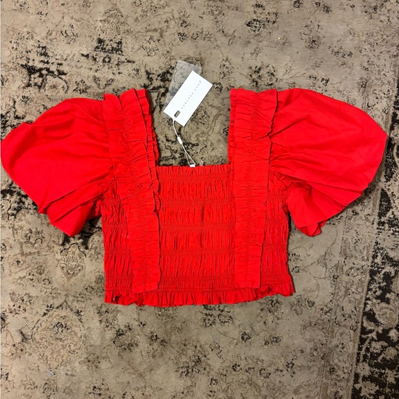 Endless Rose red puff sleeve top - Picture 2 of 3